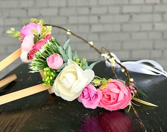 wedding flower accessory flower headpiece bride blush pink flower crown wedding flower crown flower headpiece engagement crown bride flower