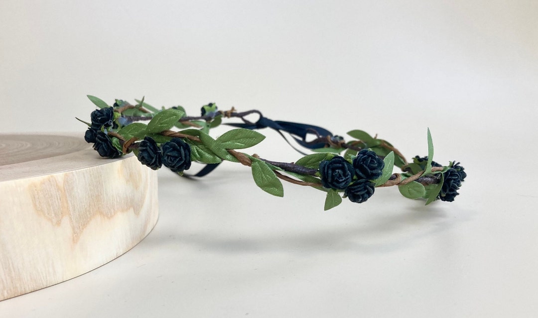 Black Flower Crown Bride Crown Black Wedding Gothic Wedding Headpiece ...