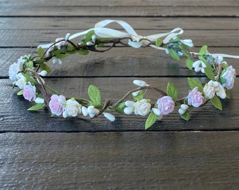 flower hair crown wedding flower crown wedding headband adults flower head wreath for kids bachelorette party crown pale pink flower crown