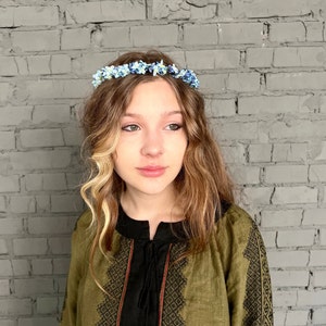 flower crown flower blue headpiece flower headband wedding hairpiece wedding flower crown maiden flower crown floral blue wreath wedding
