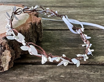 leaf crown flower crown bridal crown baby communion wreath christening crown white silver crown bridal wreath wedding crown baby headpiece