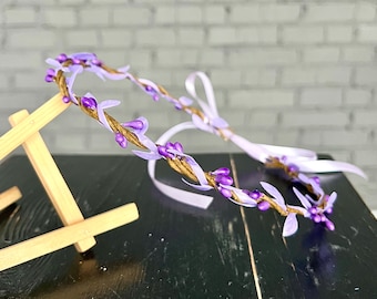 wedding flower crown purple flower crown purple wedding headpiece flower crown lavender bridal crown lavender bridesmaid headband leaf crown