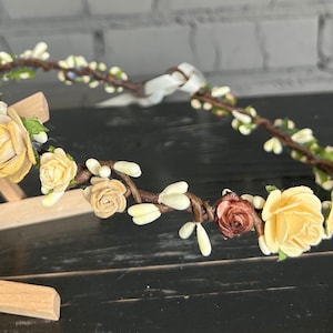 flower crown wedding flower crown baby crown mocha cream crown wedding crown bride headband crown bachelorette party crown first communion