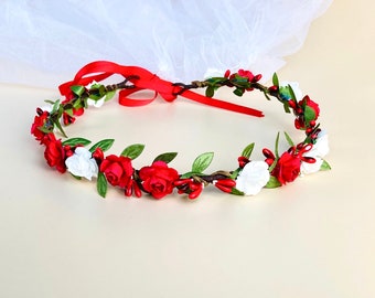 red flower crown weding headdress white red bridesmaid crown bridesmaid crown engagement crown bachelorette party flower crown for photoshop