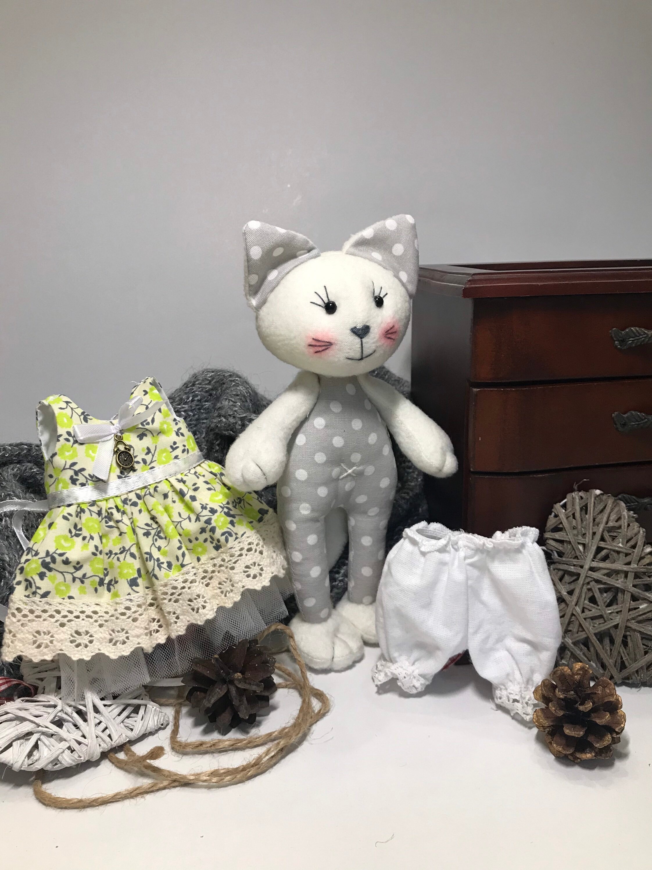 Cat toys tilda dolls handmade gift beautifull animals cat toy Etsy