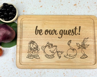 Beauty and the Beast Disney Movie Be Our Guest Chopping Board Cooking Gift Present Kitchen Décor Housewarming