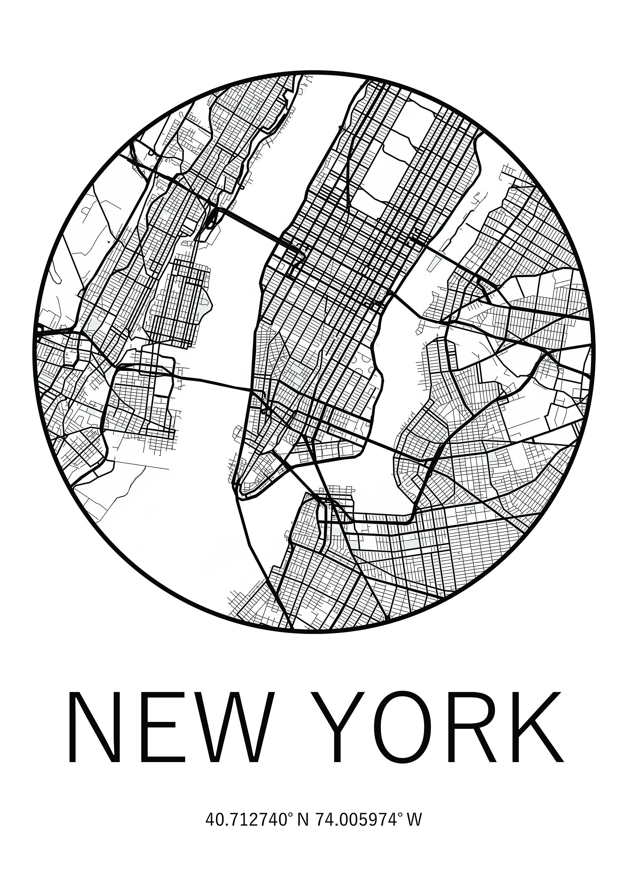 NEW YORK CITY Printable Map Digital Download City Poster | Etsy