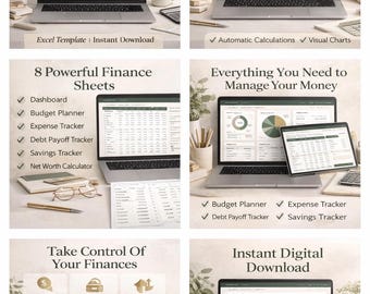 Foglio di calcolo per la finanza personale / Pianificatore di budget in Excel / Monitoraggio delle spese / Modello per la gestione del denaro