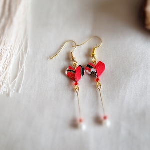 Orecchini a forma di cuore origami, orecchini a forma di cuore minuscolo e carino, gioielli a forma di cuore di carta, stile giapponese, regalo romantico per lei, regalo per la fidanzata