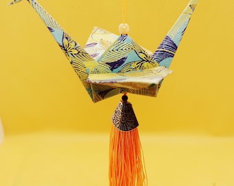 Modern Origami Crane Christmas Ornament: Patterned Paper Holiday Decor