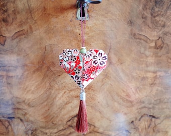 Colorful Origami Heart Christmas Ornament: Patterned Paper Holiday Decor, Handmade Housewarming Gifts