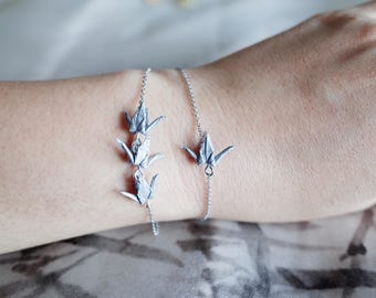 tiny bird bracelet, bridesmaid gifts, Swan Jewelry, Personalized Handmade Gift, Origami Crane Jewelry, dainty bracelets, Anniversary Gift