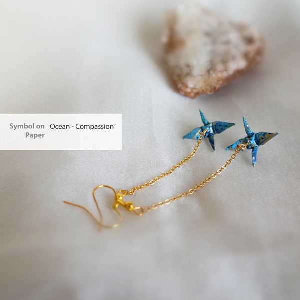 Paper Crane Earring, Mini Origami, Asian Style, Good Luck Charm, Gift for her, Paper Jewelry, Christmas, Mother's Day, Birthday, Anniversary