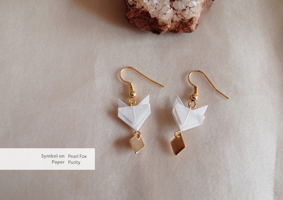 Handmade Origami Fox Earrings: Personalized jewellery Gift,