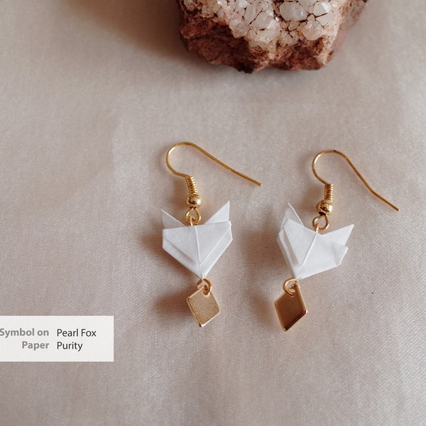 Handmade Origami Fox Earrings: Personalized jewellery Gift,