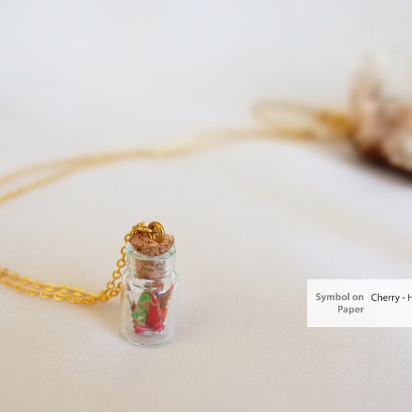 collier pour mère, Collier de une grue dans un bouteille, Mini bijoux Origami, grue en papier, collier nouveau-né,