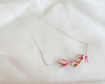 Collier de rêve, grue en origami, bijoux en papier, Mini oiseau, fait main, Style japonais, Saint-Valentin, cadeau pour elle, anniversaire