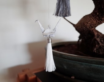 Origami Swan Hanging Ornament: Paper Bird Wedding Decor (Set of 5)