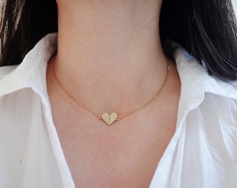 Golden Paper Heart Necklace: Dainty Romantic Gift