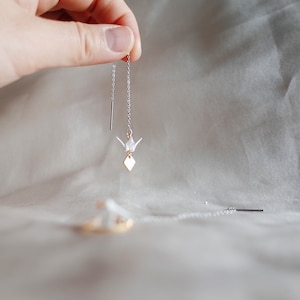 Origami Traneörhängen: Olikformade geometriska hängande örhängen i blandad metall bild 2