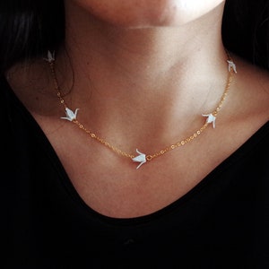 Collana in oro a forma di gru origami, regalo fatto a mano per lei, gioielli delicati, regalo personalizzato, idee regalo per anniversario, collana giapponese