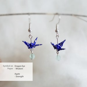 Personalized Origami Crane Earrings, Meaningful Gifts for Mum, Handmade Jewelry for her, Custom Japanese earrings, Mother's Day Gift Ideas