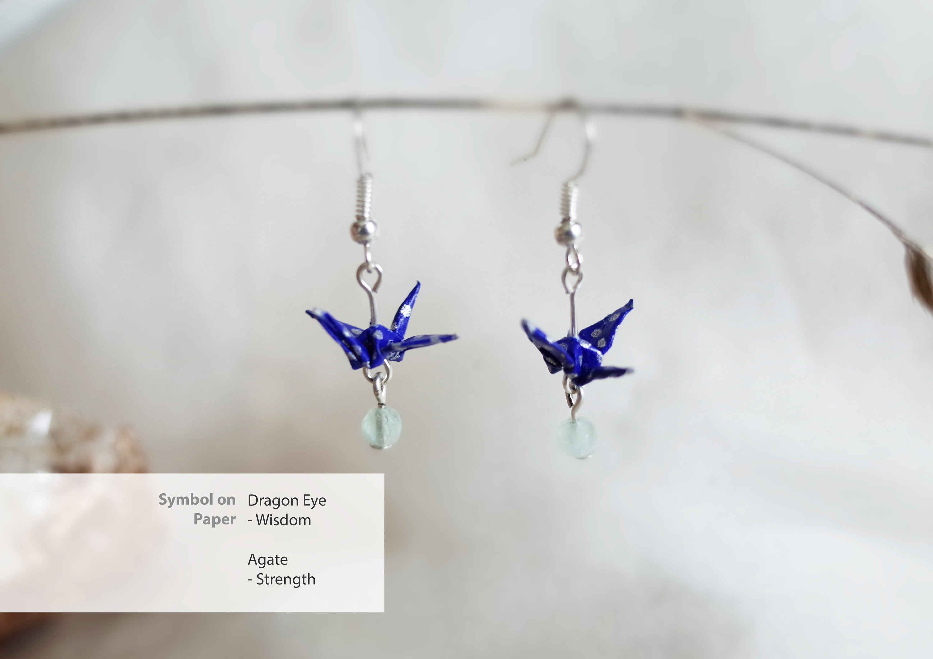 Boucles D'oreilles Pendantes Oiseaux Avec Plumes Bleu/vert - Métal Bronze - Neuf Sans Emballage