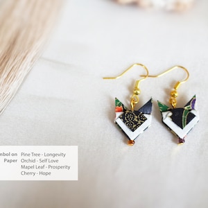 Orecchini di volpe origami personalizzati, gioielli di animali personalizzati, regalo in stile giapponese per la figlia, regalo per amante della volpe fatto a mano, regalo per l'amante degli animali