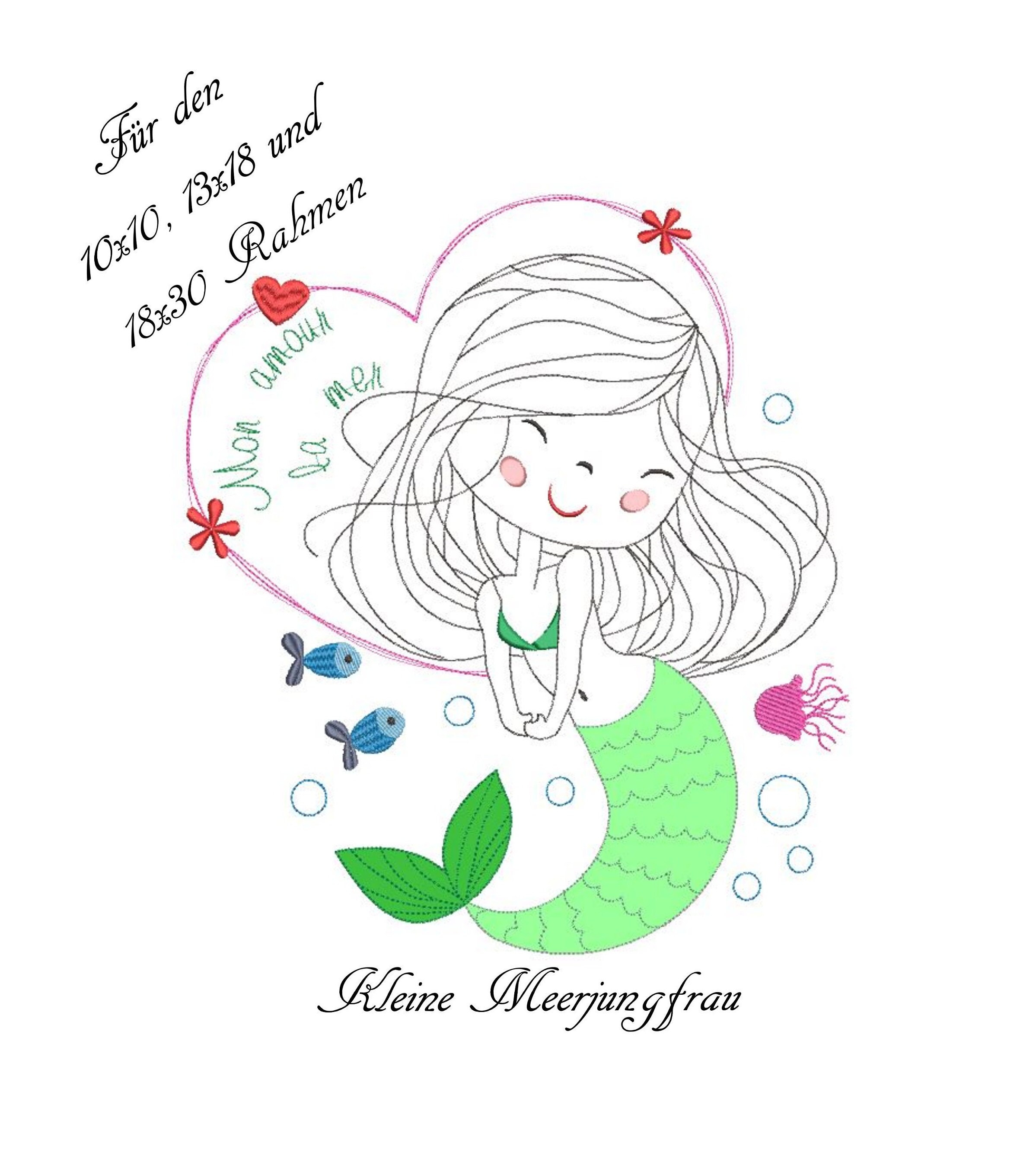 Embroidery File Mermaid Doodle Embroidery Design Mermaid Etsy
