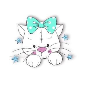Embroidery file cat, appliqué cat, 3 sizes, digital file for the embroidery machine for instant download