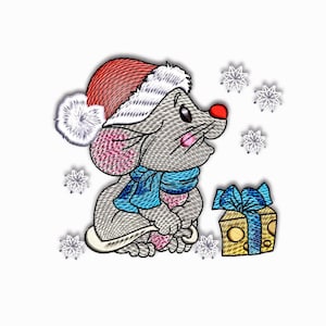Christmas embroidery file, mouse embroidery file in three sizes, machine embroidery design
