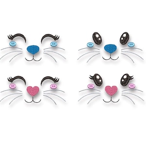 Embroidery file rabbit, embroidery file rabbit faces, 4 variations in 2 sizes each