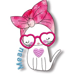 Embroidery file cat, doodle embroidery file cat, 2 sizes, other sizes on request, digital file for the embroidery machine for instant download