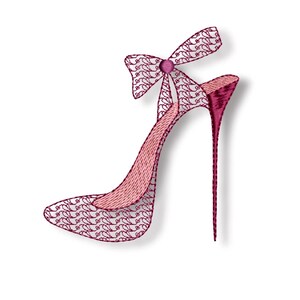 Embroidery file high heel, embroidery file shoe, 2 variants, other sizes on request, digital file for the embroidery machine for instant download