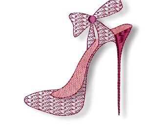 Embroidery file high heel, embroidery file shoe, 2 variants, other sizes on request, digital file for the embroidery machine for instant download