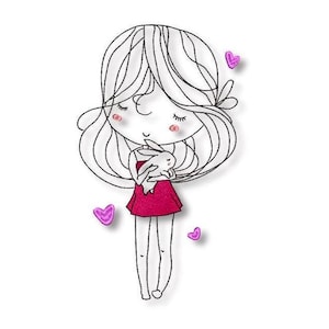 Embroidery design girl, doodle, embroidery design girl, machine embroidery design, two sizes