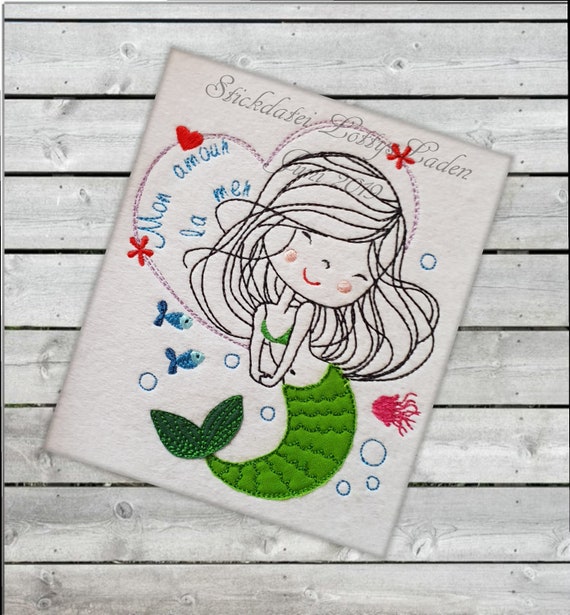 Embroidery File Mermaid Doodle Embroidery Design Mermaid Etsy