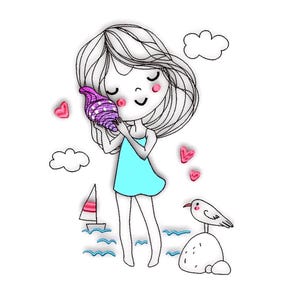 Embroidery file girl, doodle embroidery file girl, machine embroidery design, digital
