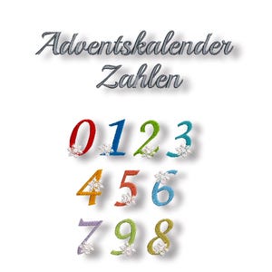 Stickdatei Zahlen, Stickdatei Adventskalender Zahlen, 3 Größen und weitere Größen auf Anfrage