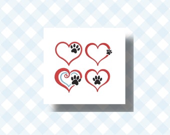 Embroidery file paws, animal paws, 4 different files in 3 sizes each, machine embroidery paws