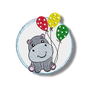 Embroidery file Hippo, embroidery file hippo, other sizes on request