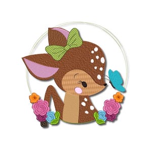 Embroidery file deer, embroidery file fawn in two sizes, machine embroidery, digital file for the embroidery machine for instant download
