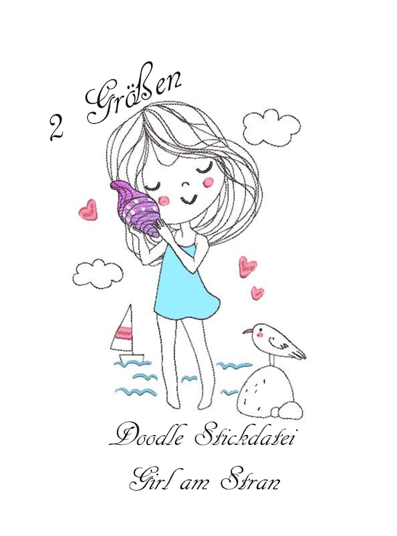 Embroidery File Girl Doodle Embroidery File Girl Machine Etsy