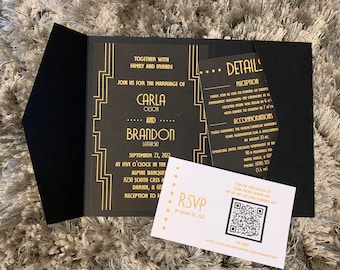 Great Gatsby Themed Wedding Invitation Suite