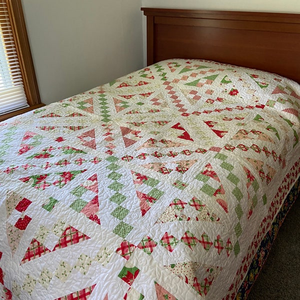 Snowed In Quilt, Christmas Quilt, Full Bed, Double Bed, Holiday, Handmade, Modern Quilt