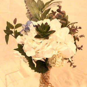 White Hydrangea Bouquet, Succulent Bouquet Eucalyptus Bouquet, Lavender Bouquet, Burlap Bouquet, rustic wedding, Bride Bouquet, Bridesmaid