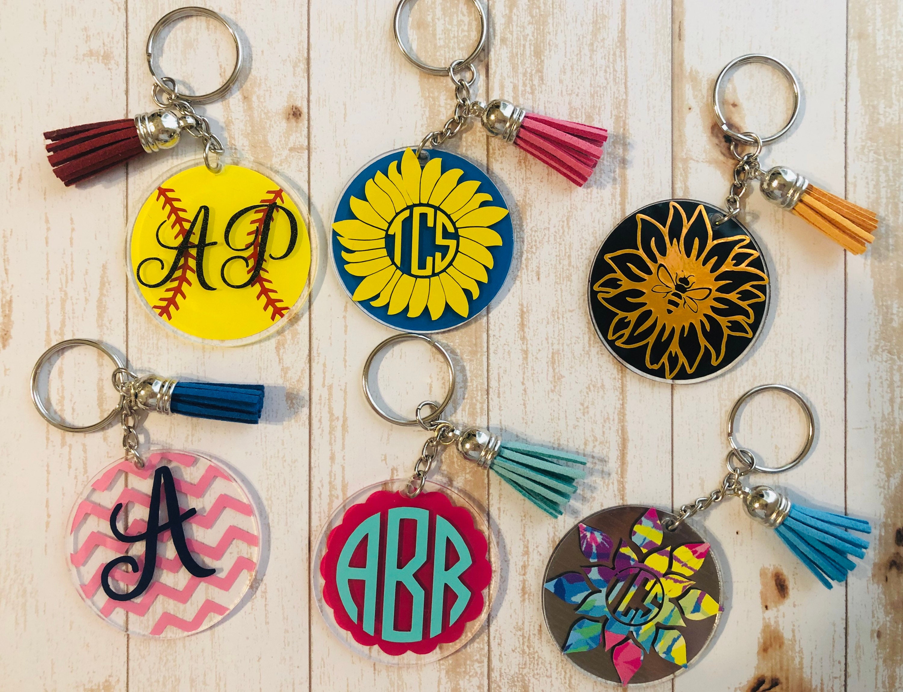 Acrylic Monogrammed Keychain - Variety of Colors