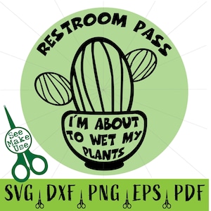 Cactus Thema Klaslokaal Re toilet Pass svg, png, eps, dxf, pdf, clip art digitale download grafisch gesneden bestand voor Cricut en snijmachines