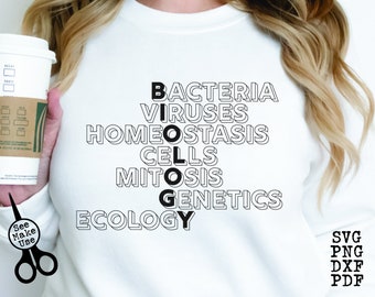 Biology Teacher Shirt SVG|PNG|DXF|pdf clip art digital download graphic cut file| Biology Vocabulary Shirt