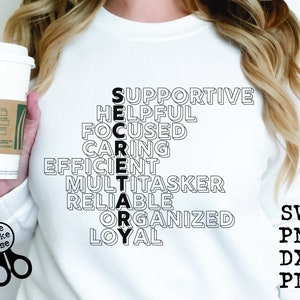 Secretary Shirt SVG|PNG|DXF|pdf clip art digital download graphic cut file| Secretary Vocabulary Shirt